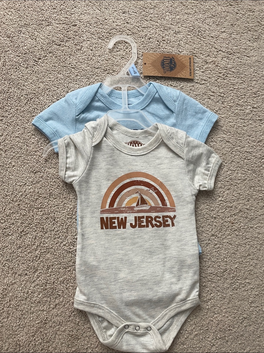Old Navy Light Blue & Heather Gray New Jersey Rainbow Bodysuit Set